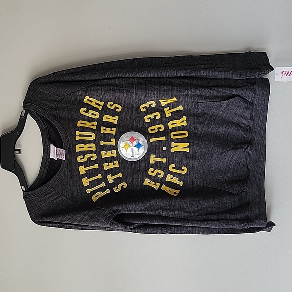Pittsburgh Steelers Kangaroo Pocket Long Sleeve Tee with DEFECT - Picture 1 of 9